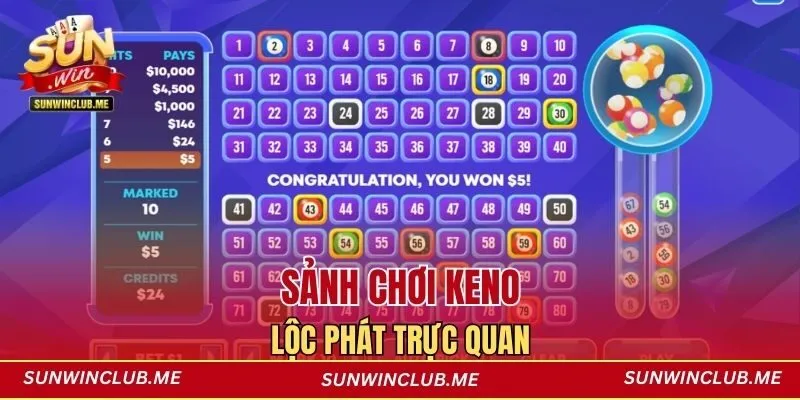 Sảnh chơi Keno lộc phát trực quan